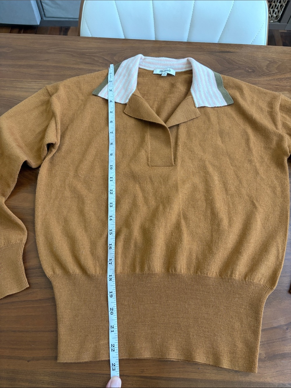 Madewell Colorblock Polo Sweater Golden Sunset Size Small - Picture 5 of 7